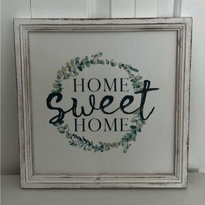 Home Sweet Home Framed Wall Art - White and Green
